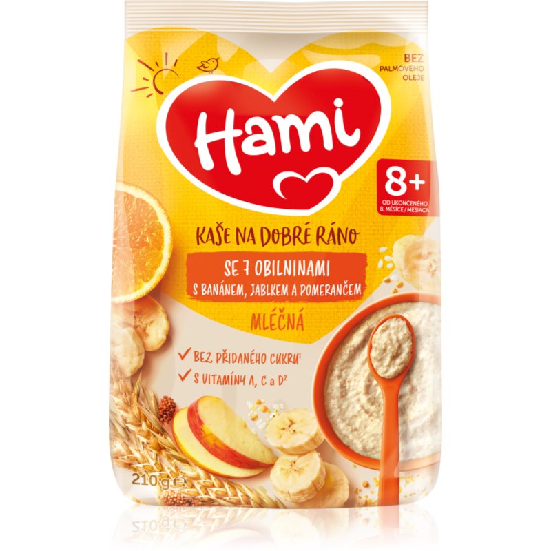 Hami Kaša na Dobré Ráno so 7 Obilninami s Banánom, Jablkom a Pomarančom mliečna kaša 210 g kúpite na Notino.sk