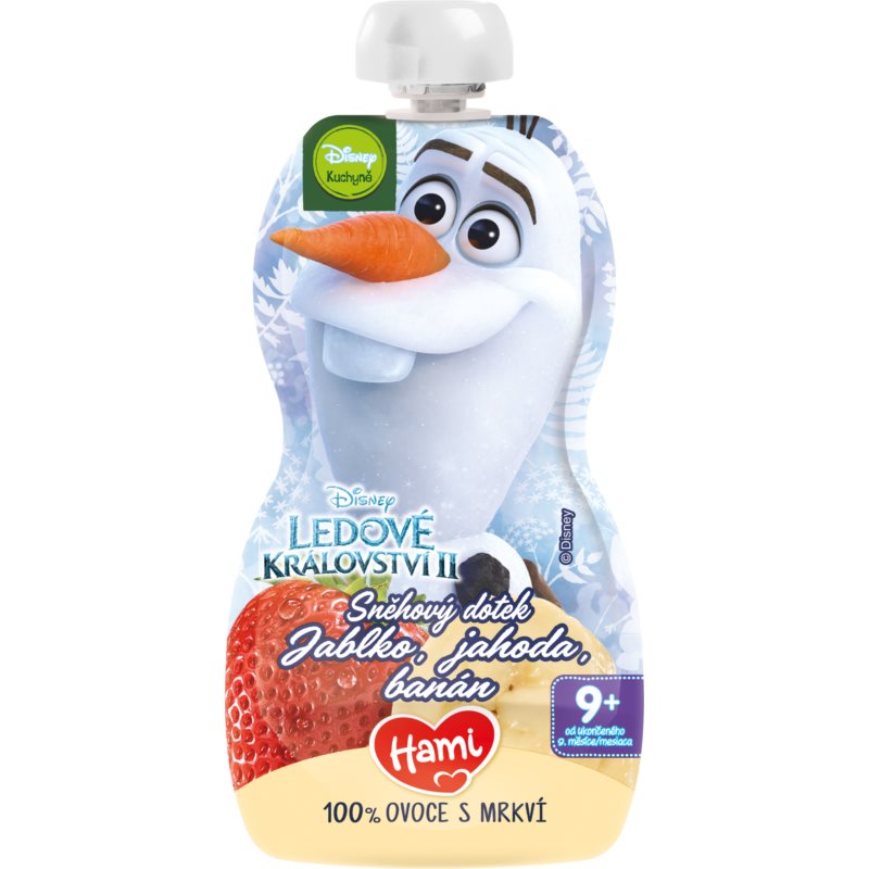Hami Disney Frozen Jablko, jahoda, banán detský príkrm Olaf 110 g