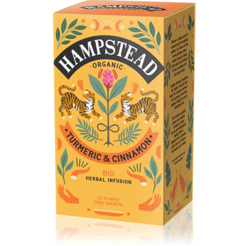 Hampstead Tea London Turmeric & Cinnamon porciovaný čaj bez kofeínu 20 ks