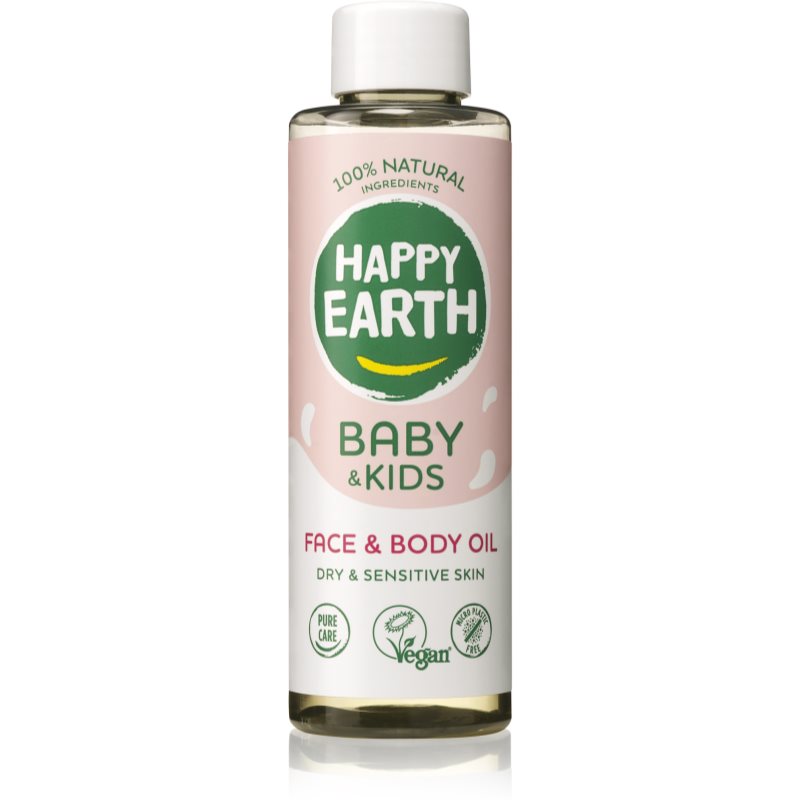 Happy Earth 100% Natural Face & Body Oil for Baby Kids Kroppsolja För torr och känslig hud 150 ml unisex