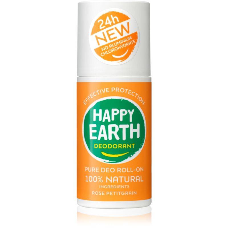 Happy Earth 100% Natural Deodorant Roll-On Rose Petitgrain дезодорант кульковий 75 мл