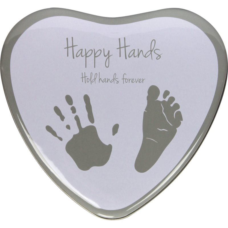 Happy Hands Happy Hands 2D Heart Silver/White σετ για το αποτύπωμα του μωρού 3 x 15 x 16,5 cm 1 τμχ