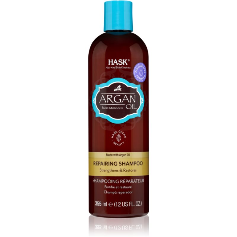 HASK Argan Oil gaivinamasis šampūnas pažeistiems plaukams 355 ml