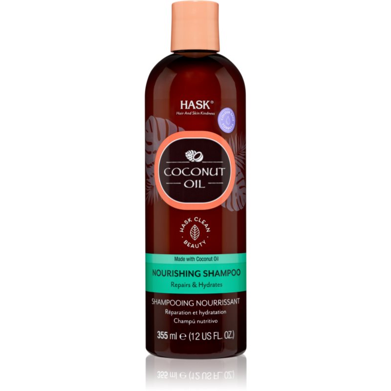 HASK Monoi Coconut Oil maitinamasis šampūnas plaukų blizgesiui ir švelnumui užtikrinti 355 ml