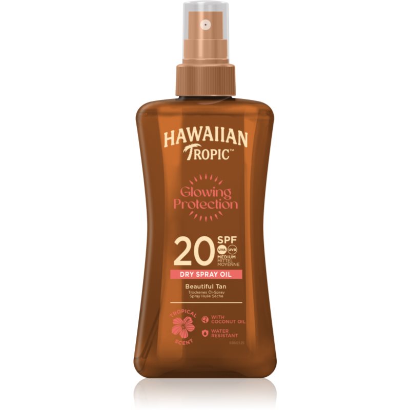 Hawaiian Tropic Glowing Protection Dry Oil Spray hydratační gel na opalování SPF 20 200 ml