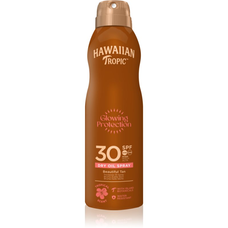 Hawaiian Tropic Glowing Protection Dry Oil Spray száraz napozó olaj spray formában SPF 30 180 ml