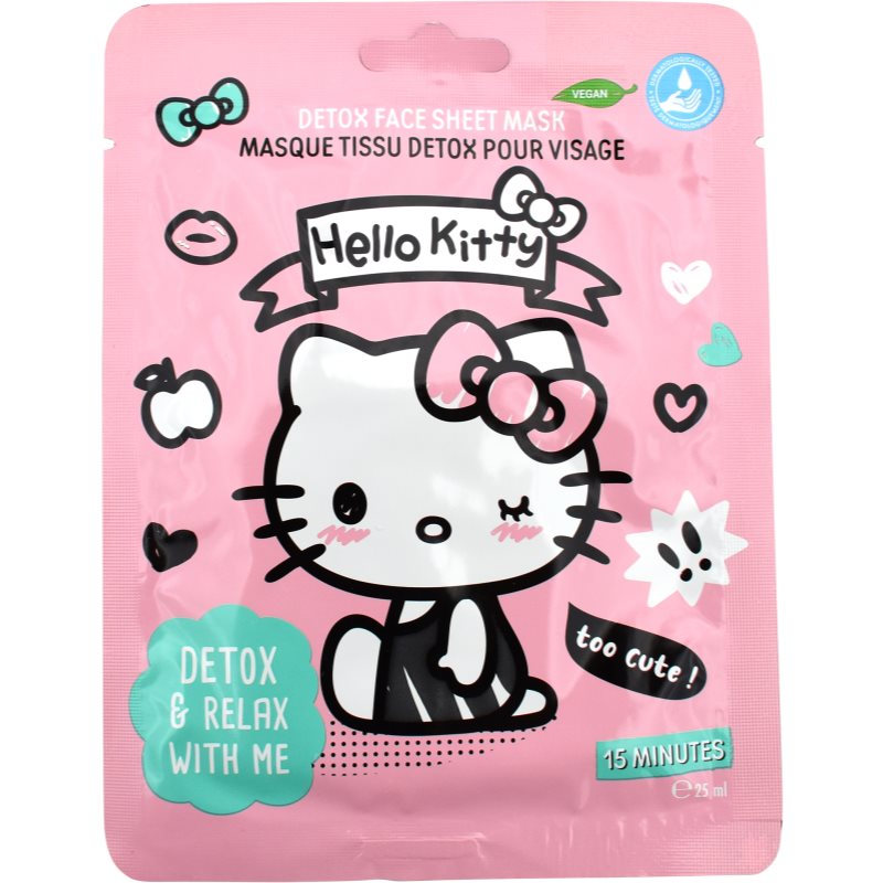 Hello Kitty Face Mask jednorazová plátenková maska na tvár Detox & Relax 25 ml