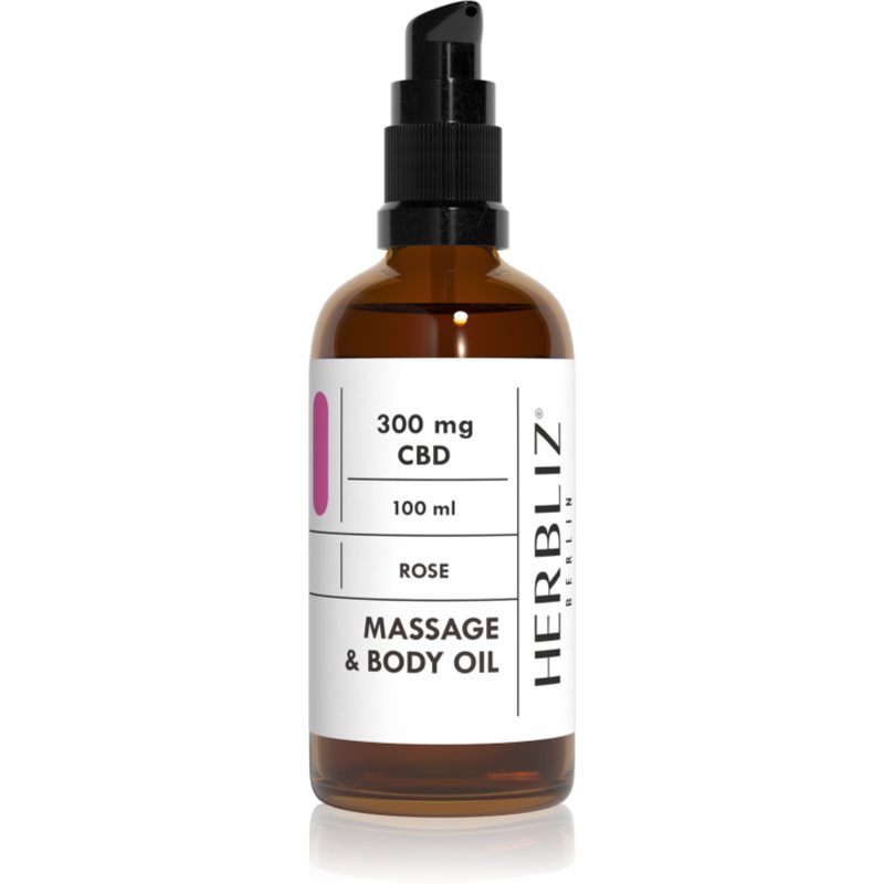 Herbliz CBD Massage Oil Rose masažinis kūno aliejus su CBD 100 g