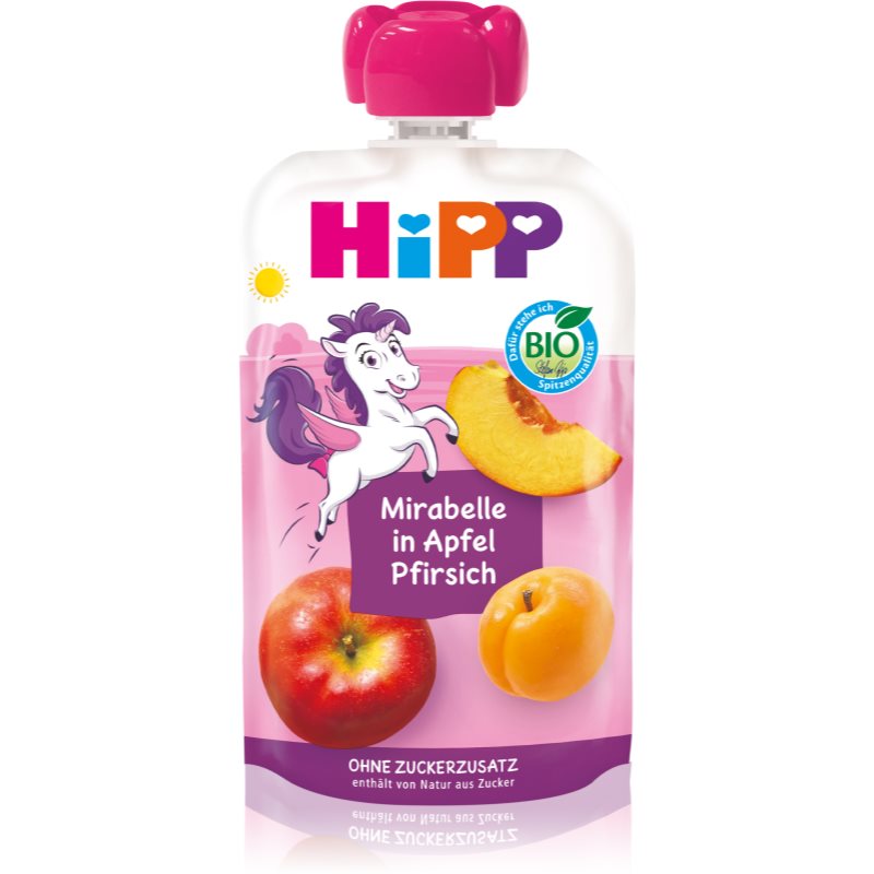 Hipp HiPPis BIO 100% ovocie jablko - broskyňa - mirabelka ovocný príkrm 100 g kúpite na Notino.sk
