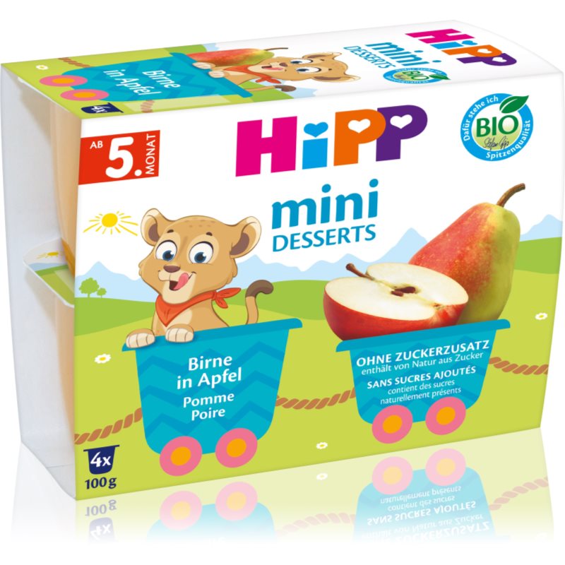 Hipp BIO jablká s hruškami ovocný príkrm 4x100 g