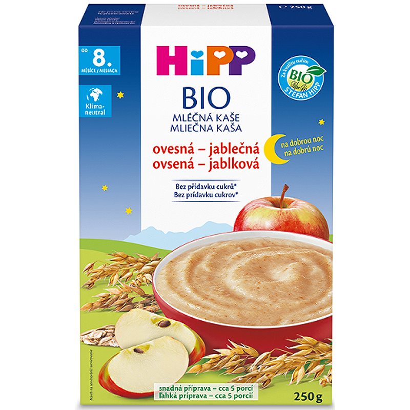 Hipp BIO mliečna kaša na dobrú noc s jablkom a obilnými vločkami mliečna kaša na dobrú noc 250 g kúpite na Notino.sk