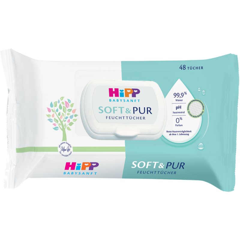 Hipp Soft & Pur вологі очищуючі серветки для дітей від народження 48 кс