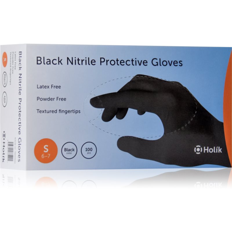 Holík Nitril Black Nitrile Powder-free Protective Gloves Size S 100 Pc