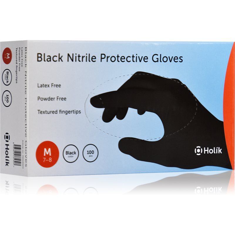 Holík Nitril Black нітрилові неопудрені захисні рукавички розмір M 100 кс