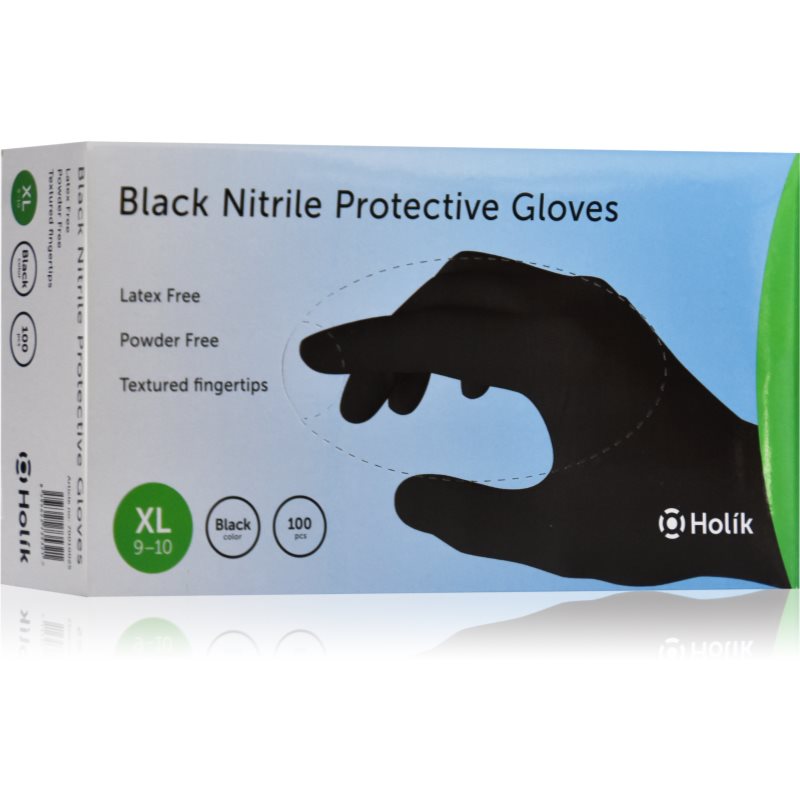 Holík Nitril Black нітрилові неопудрені захисні рукавички розмір XL 100 кс
