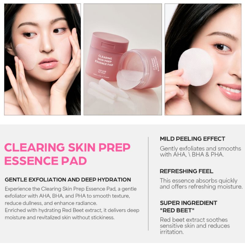 House of Hur Clearing Skin Prep Essence Pad exfoliačné čistiace vankúšiky s hydratačným účinkom 140 ml (obrázok 6)