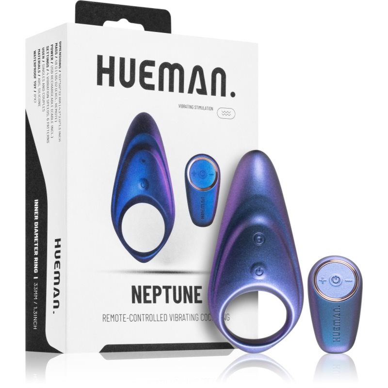 HUEMAN Neptune Vibrating Cock Ring + Remote Anneau Pénien 10,7 Cm