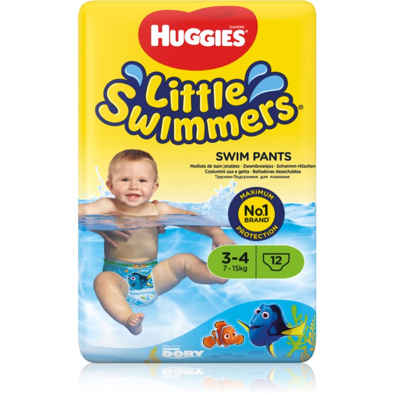 Huggies Little Swimmers 3-4 vienkartinės sauskelnės-maudymosi kelnaitės 7-15 kg 12 vnt.