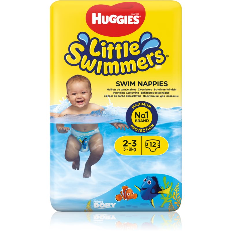 Huggies Little Swimmers 2-3 vienkartinės sauskelnės-maudymosi kelnaitės 3-8 kg 12 vnt.