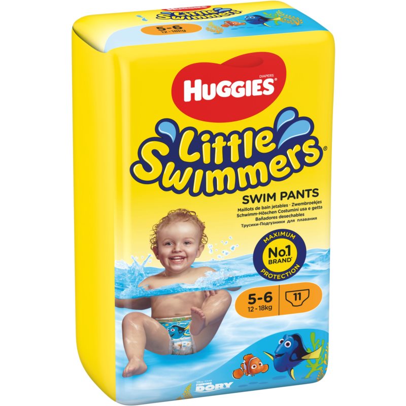 Huggies Little Swimmers 5-6 vandeniui atsparios sauskelnės 12–18 kg 11 vnt.