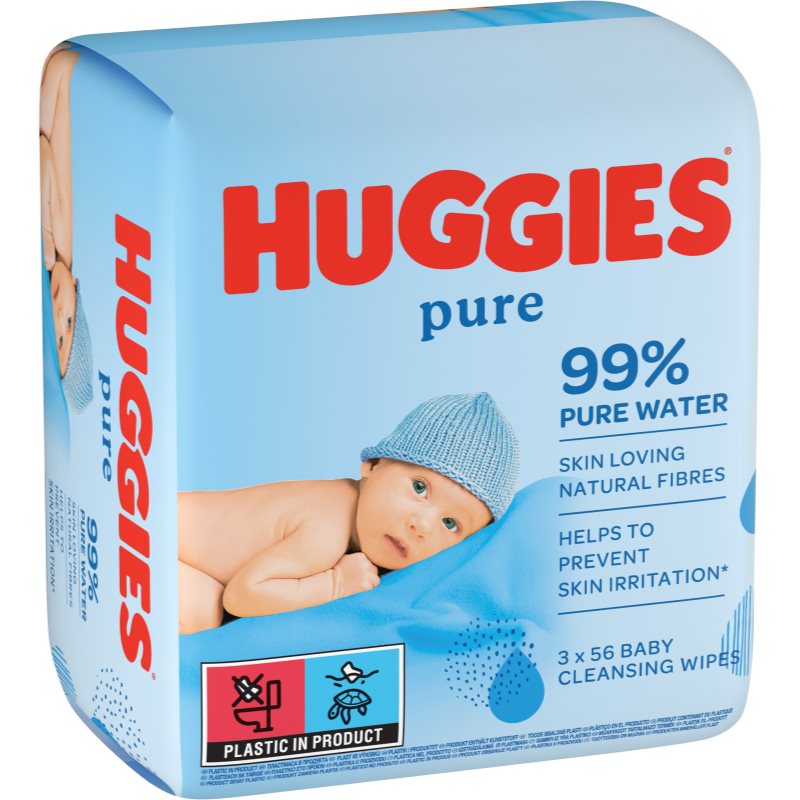 Huggies Pure valomosios servetėlės 3x56 vnt.