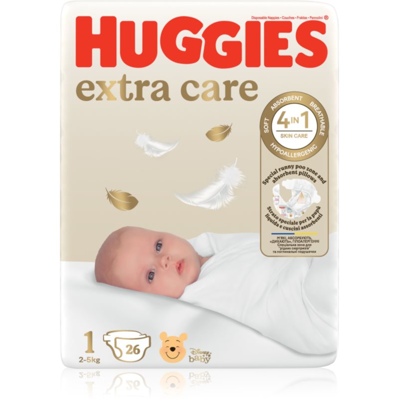 Huggies Extra Care Size 1 couches jetables 2-5 kg 26 pcs unisex