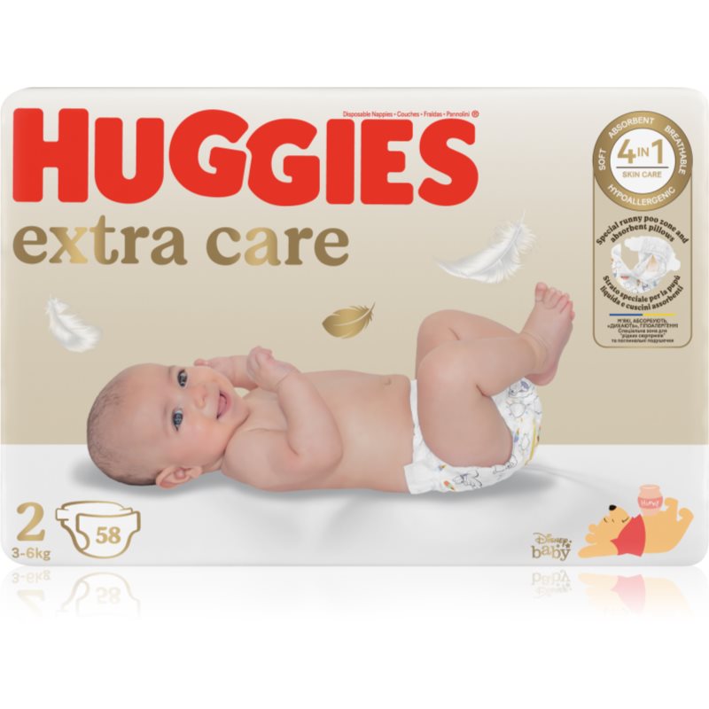 Huggies Extra Care Size 2 jednorazové plienky 3-6 kg 58 ks