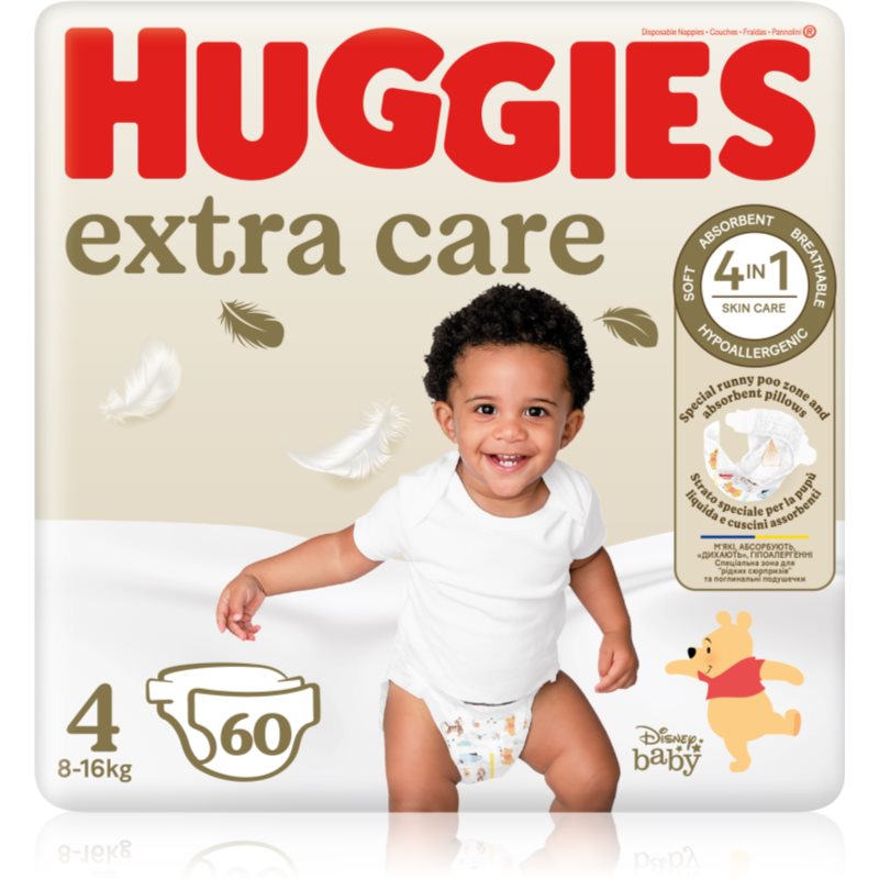 Huggies Extra Care Size 4 jednorazové plienky 8-16 kg 60 ks
