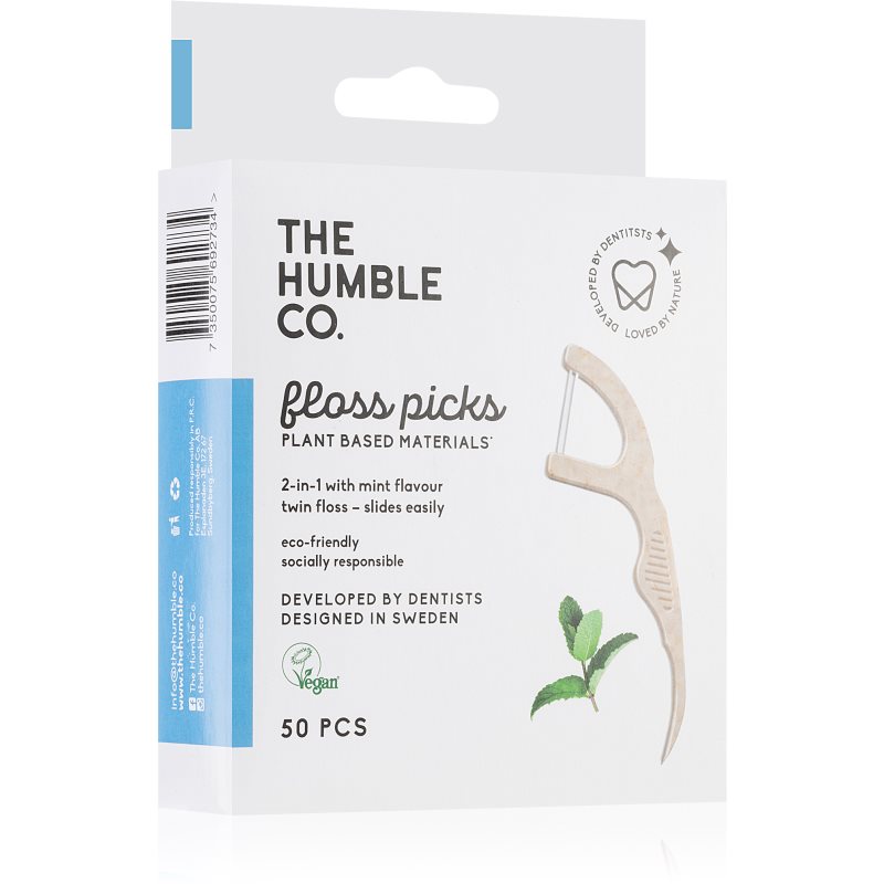 The Humble Co. Floss Picks Toothpick Mint 50 Pc