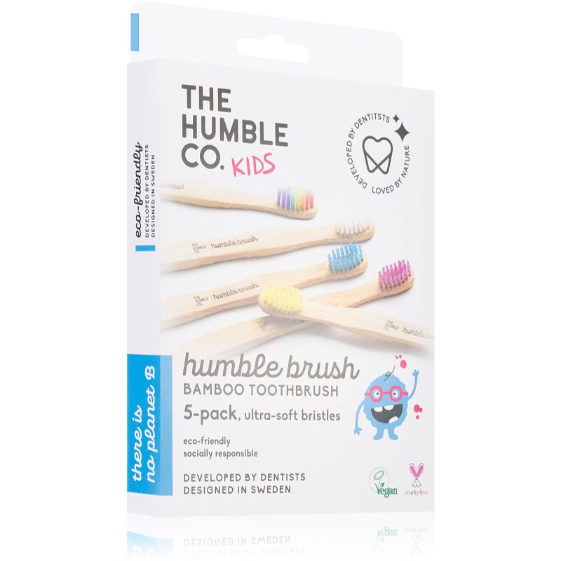 The Humble Co. Brush Kids bambukinis dantų šepetėlis itin minkštas vaikams 5 vnt.
