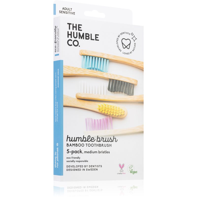 The Humble Co. Brush Adult bambusová zubná kefka medium I. 5 ks