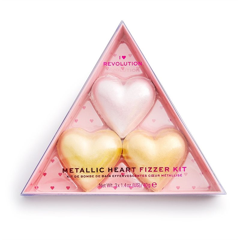 

I Heart Revolution Fizzer Kit Mettalic Heart кольорові шипучі таблетки для ванни