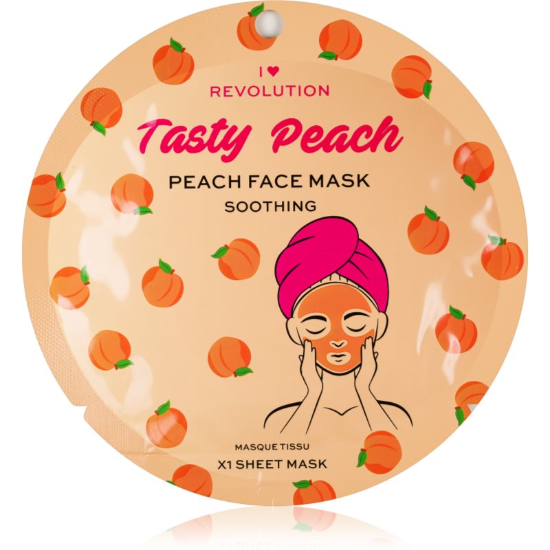 I Heart Revolution Tasty Peach upokojujúca plátienková maska pre citlivú pleť 1 ks
