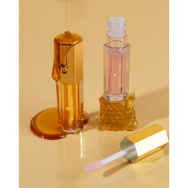 I Heart Revolution Honey Bear Tinted Lip Oil For Hydration And Shine Shade Gold 4 Ml