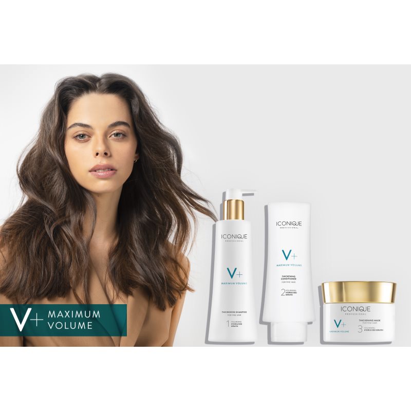 ICONIQUE Professional V+ Maximum Volume Thickening Shampoo Volumising Shampoo For Fine Hair 250 Ml