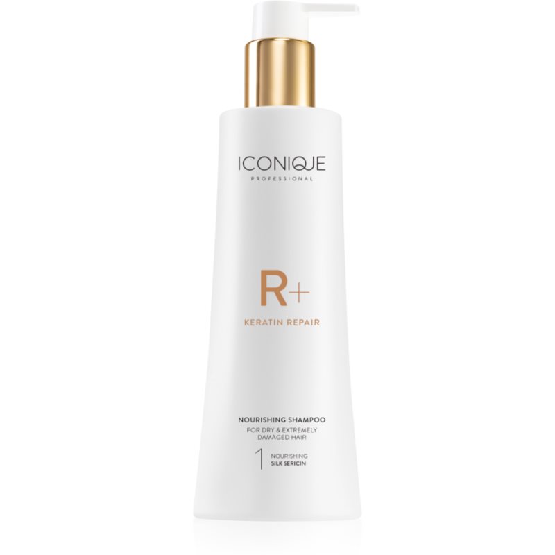 ICONIQUE Professional R+ Keratin Repair Nourishing Shampoo Renewing Shampoo With Keratin For Dry And Damaged Hair 250 Ml