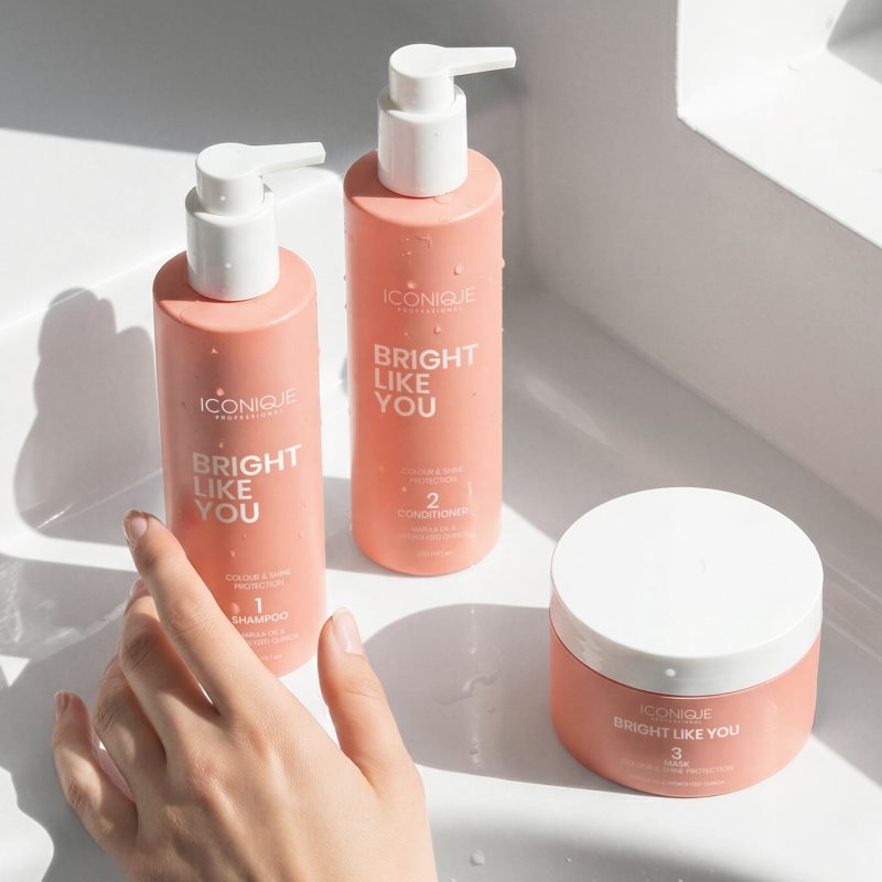 ICONIQUE Professional BRIGHT LIKE YOU Colour & Shine Protection Shampoo obnovujúci šampón pre farbené vlasy 250 ml (obrázok 5)