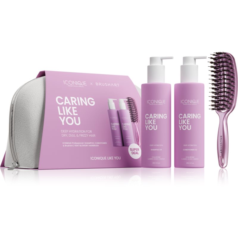 ICONIQUE Professional CONFIDENT LIKE YOU Set Shampoo 250 ml Conditioner 250 ml BrushArt brush confezione regalo per capelli e cuoio capelluto