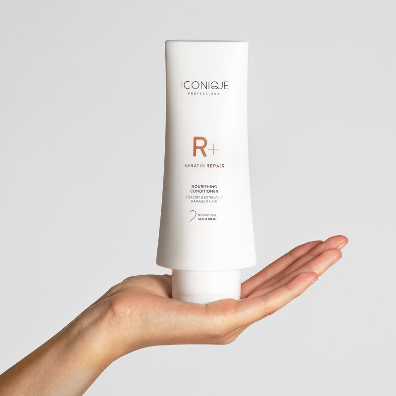 ICONIQUE Professional R+ Keratin Repair Nourishing Conditioner Après-shampooing Rénovateur à La Kératine Pour Cheveux Secs Et Abîmés 200 Ml