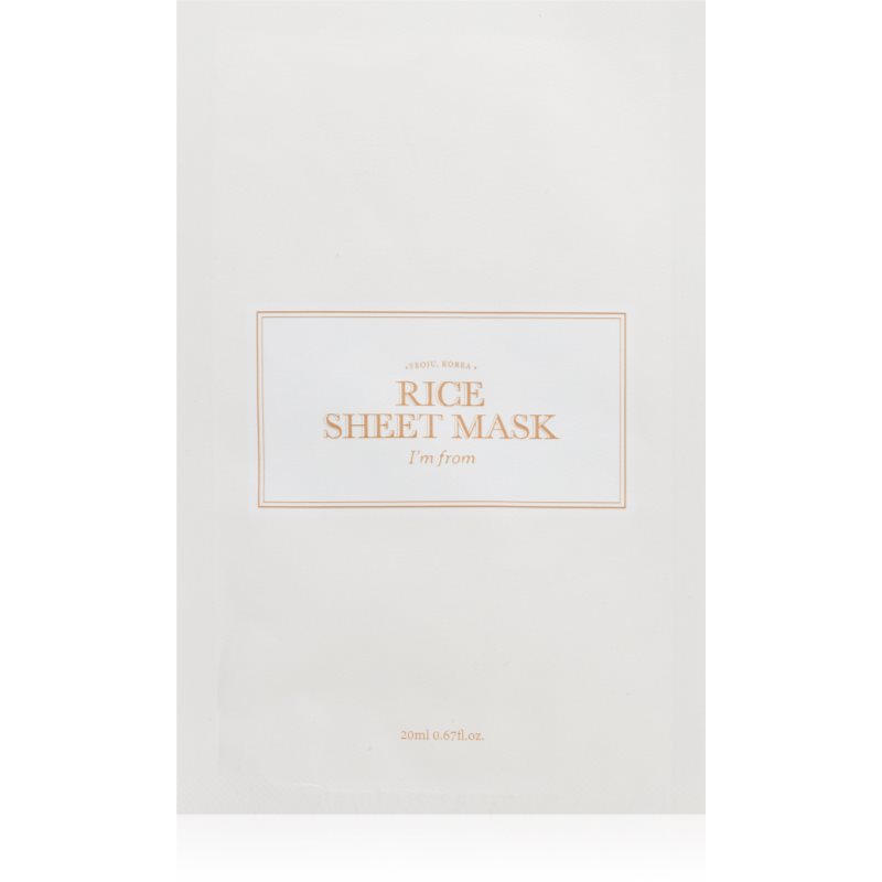I'm from Rice Sheet Mask Feuchtigkeitsspendende Tuchmaske zum vereinheitlichen der Hauttöne 1 St.