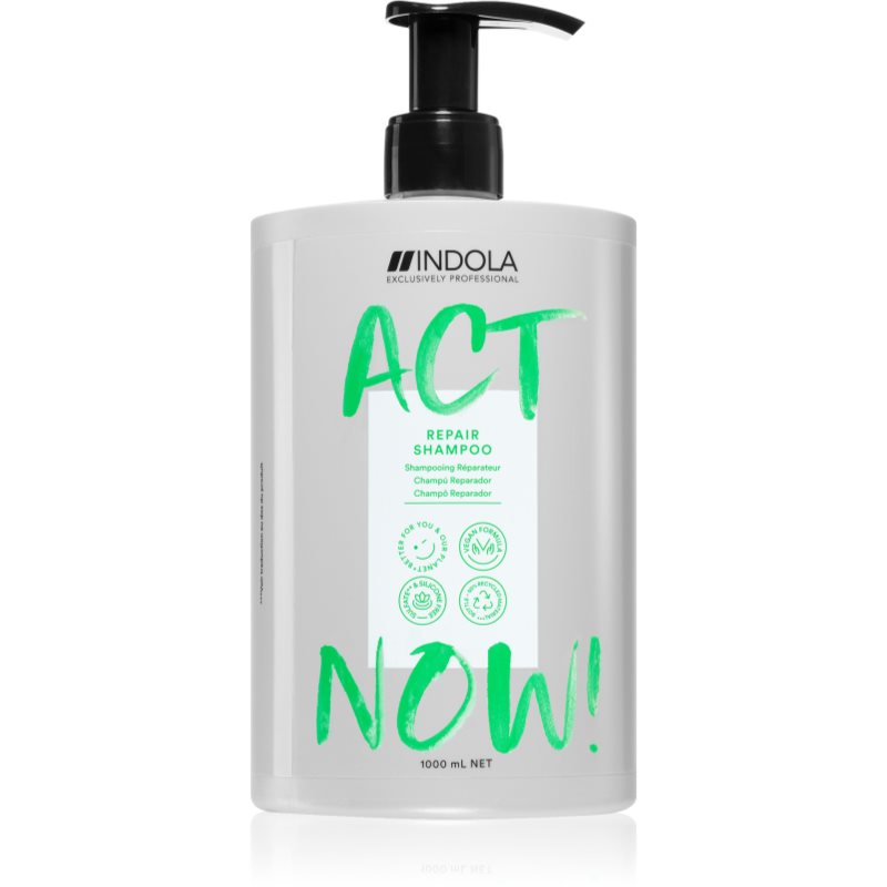 Indola Act Now! Repair очищуючий та поживний шампунь для волосся 1000 мл