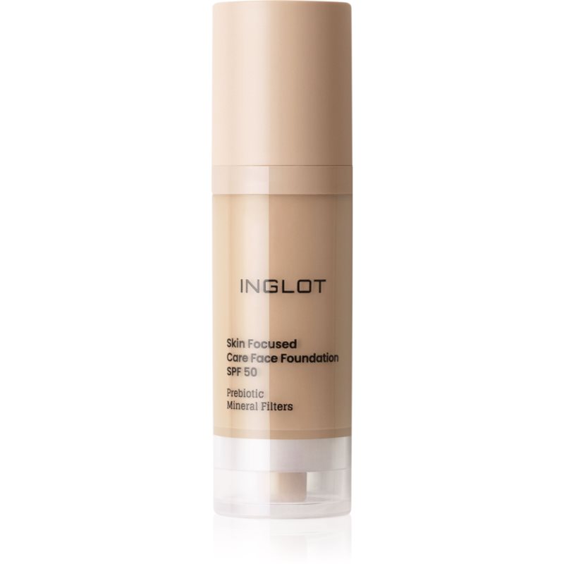 Inglot Skin Focused Care Face Foundation SPF 50 fedő hatású alapozó SPF 50 árnyalat Yellow Beige 30 ml akciós termékkép 1