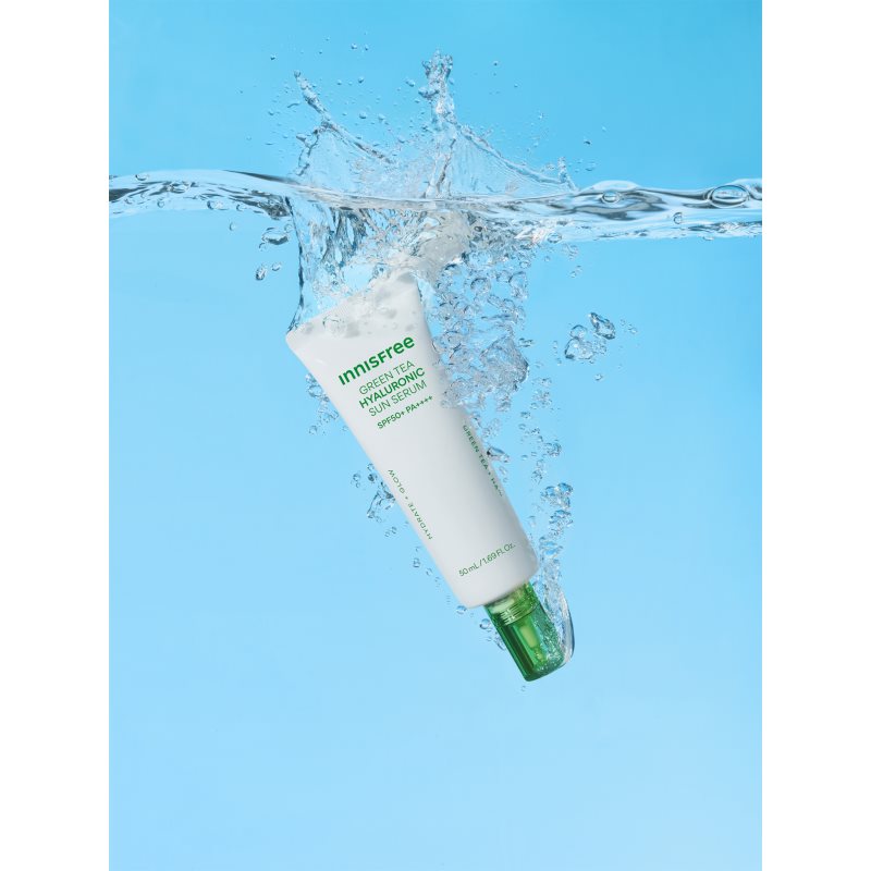 innisfree Green Tea Hyaluronic Sun Serum hydratačný ochranný fluid s upokojujúcim účinkom SPF 50+ 50 ml (obrázok 4)