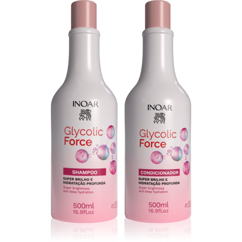 INOAR Glycolic Force Duo Sæt for skinnende og blødt hår 2 stk.