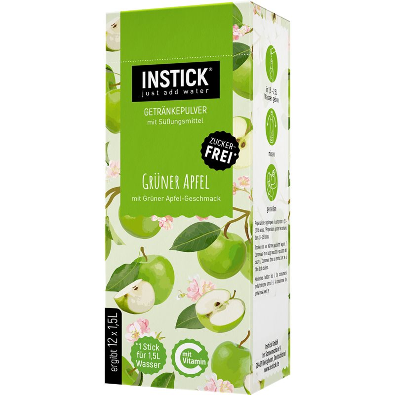 INSTICK Green Apple polvere per la preparazione di bevande aroma Green Apple 12x1500 ml