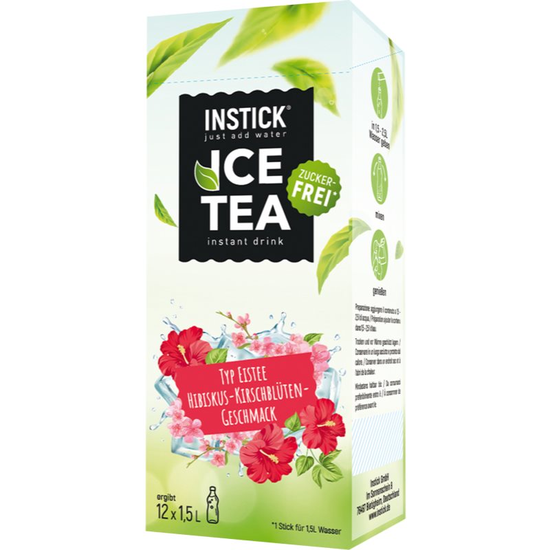 INSTICK Ice Tea polvere per la preparazione di bevande aroma Hibiscus & Cherry Blossom 12x1500 ml