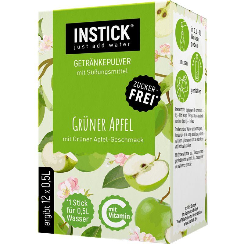 INSTICK Green Apple polvere per la preparazione di bevande aroma Green Apple 12x500 ml