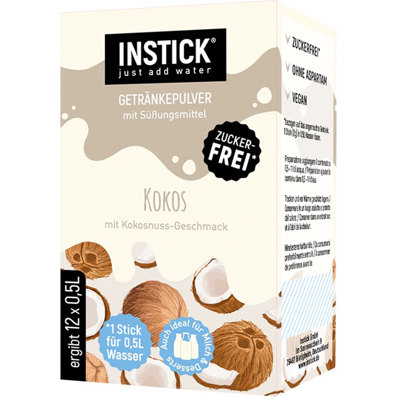 INSTICK Coconut polvere per la preparazione di bevande aroma 12 pz