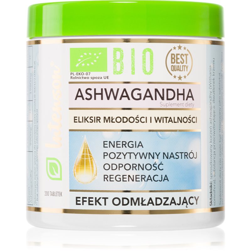 Intenson Ashwagandha BIO tabletki do dobrego samopoczucia psychicznego 200 tabletek