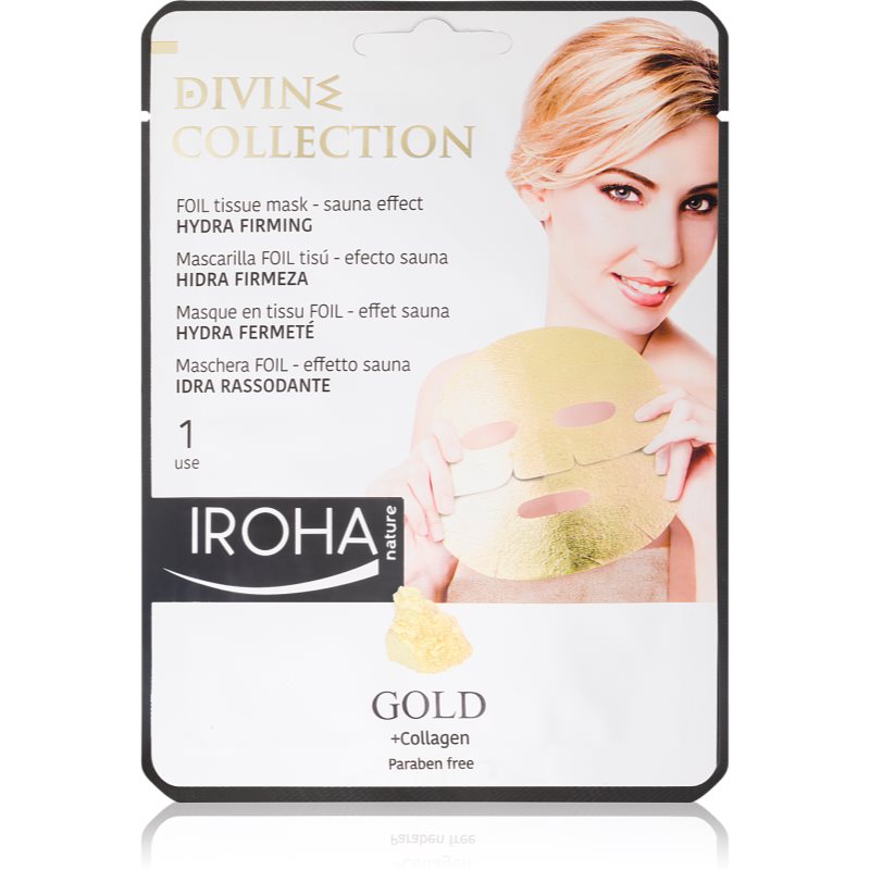 Iroha Divine Collection Gold & Collagen drėkinamoji ir maitinamoji kaukė standinamojo poveikio 25 ml